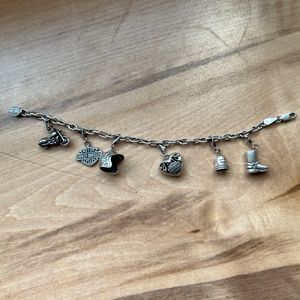 Authentic Silver Harley Davidson Charm Bracelet